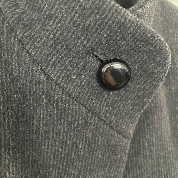 Vintage Wool Cashmere Blend Overcoat: 80s Striped Puffy Sleeve Coat, Size Small - Picture 8 of 10